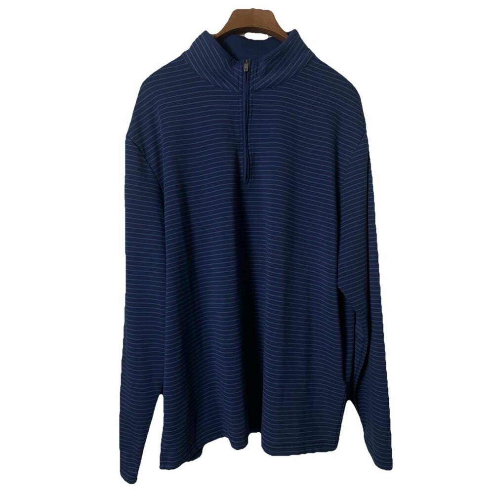 FootJoy Pullover Men XL FJ Golf 1/4 Zip Long Sleeve Performance Blue Stripe